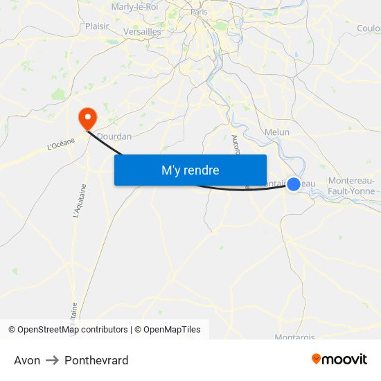 Avon to Ponthevrard map