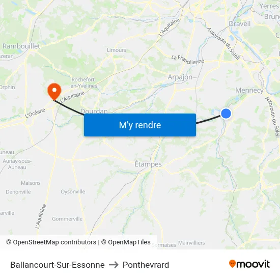 Ballancourt-Sur-Essonne to Ponthevrard map