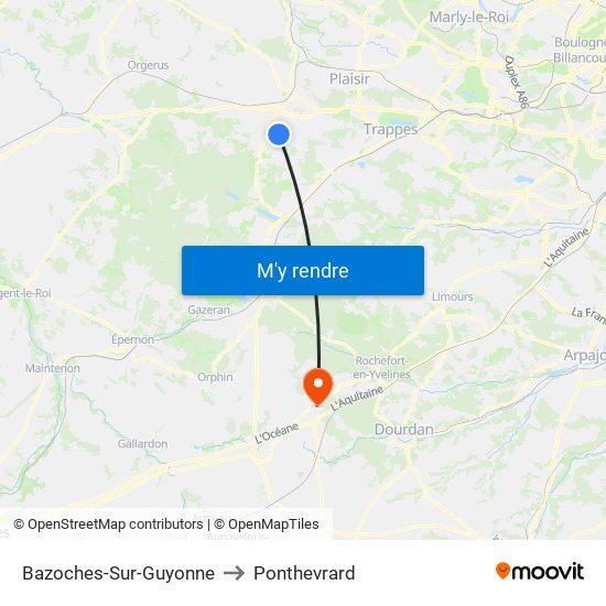 Bazoches-Sur-Guyonne to Ponthevrard map