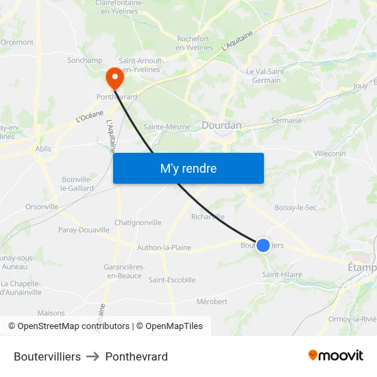 Boutervilliers to Ponthevrard map