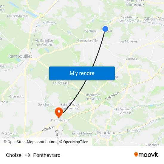 Choisel to Ponthevrard map