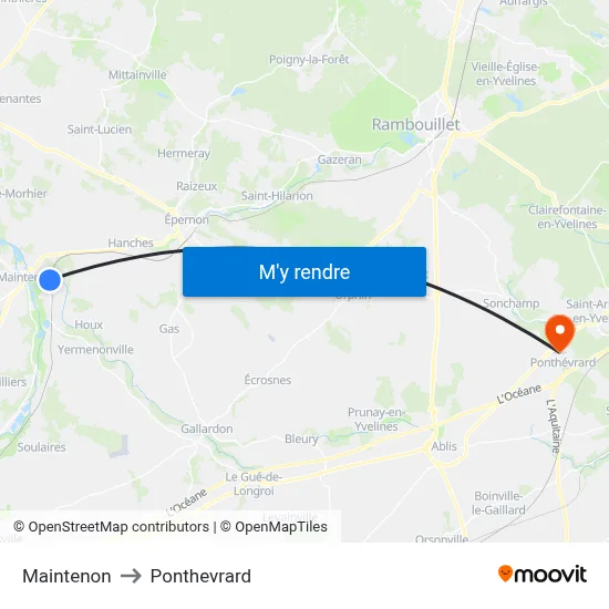 Maintenon to Ponthevrard map