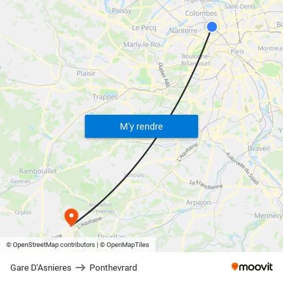 Gare D'Asnieres to Ponthevrard map