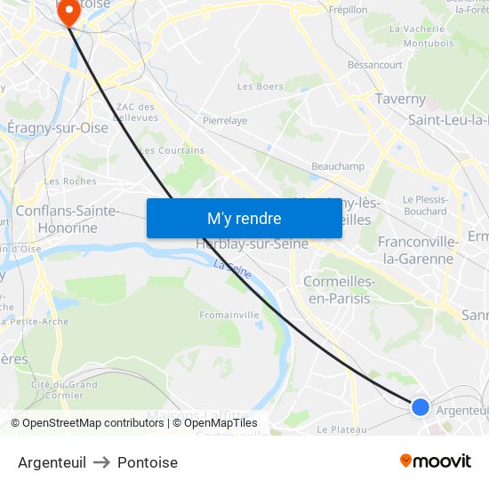 Argenteuil to Pontoise map