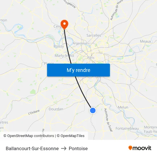 Ballancourt-Sur-Essonne to Pontoise map