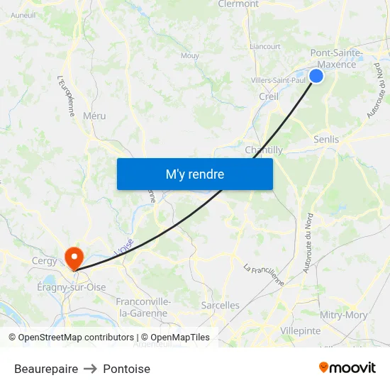 Beaurepaire to Pontoise map