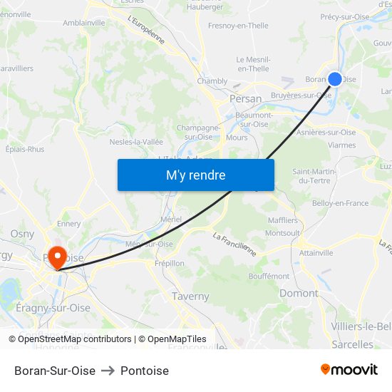 Boran-Sur-Oise to Pontoise map