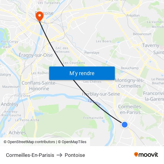 Cormeilles-En-Parisis to Pontoise map