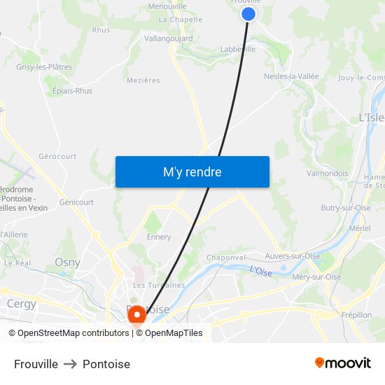 Frouville to Pontoise map