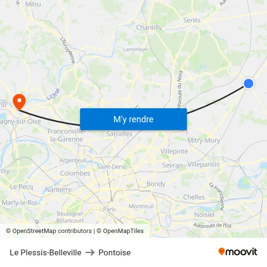 Le Plessis-Belleville to Pontoise map