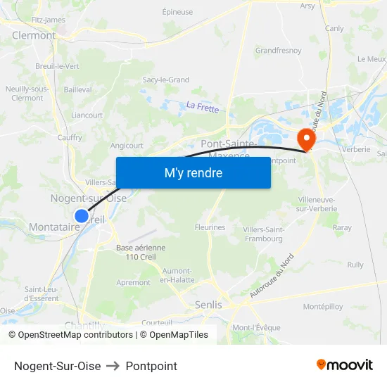 Nogent-Sur-Oise to Pontpoint map
