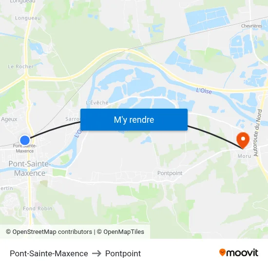 Pont-Sainte-Maxence to Pontpoint map