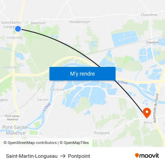 Saint-Martin-Longueau to Pontpoint map