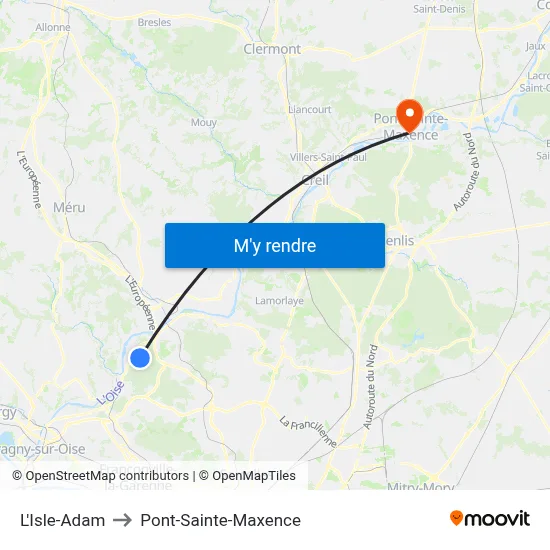 L'Isle-Adam to Pont-Sainte-Maxence map