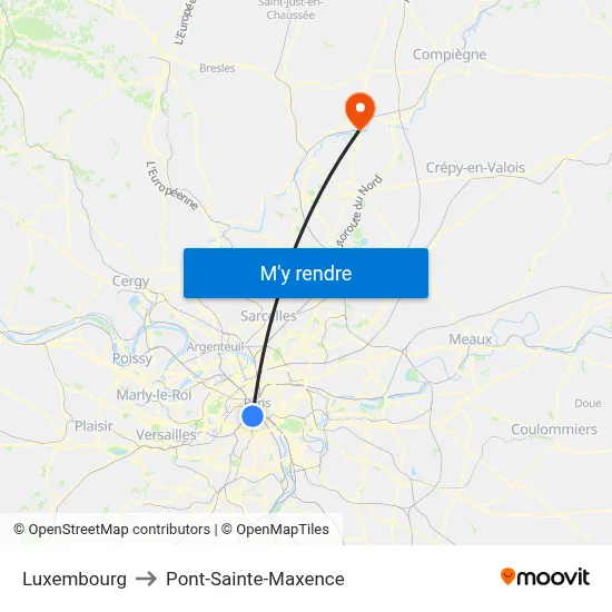Luxembourg to Pont-Sainte-Maxence map