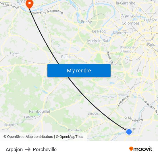 Arpajon to Porcheville map