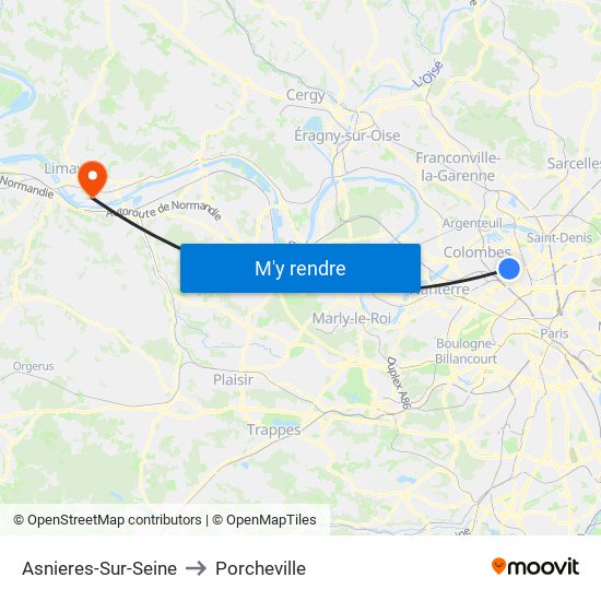 Asnieres-Sur-Seine to Porcheville map