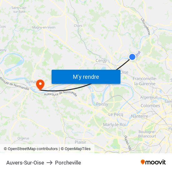 Auvers-Sur-Oise to Porcheville map