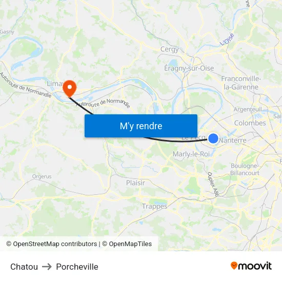 Chatou to Porcheville map