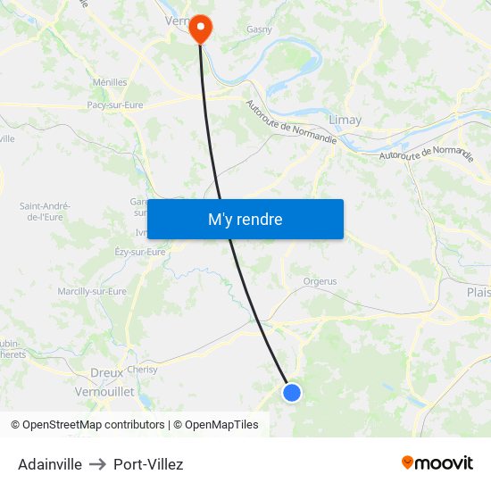 Adainville to Port-Villez map