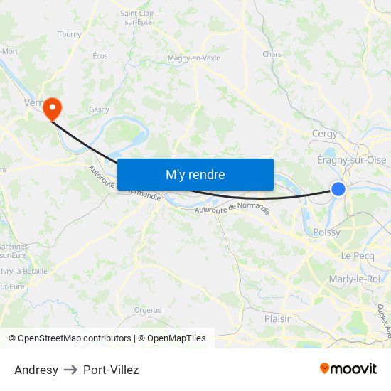 Andresy to Port-Villez map