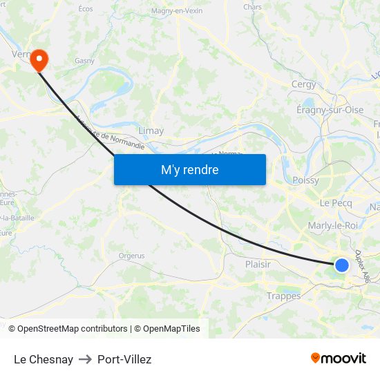 Le Chesnay to Port-Villez map