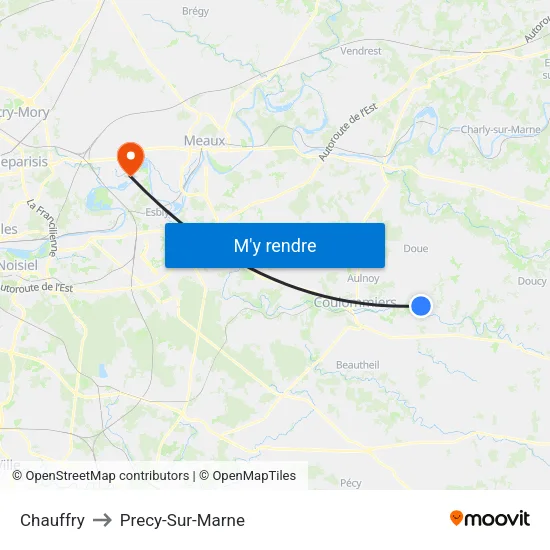 Chauffry to Precy-Sur-Marne map