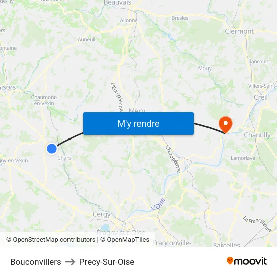Bouconvillers to Precy-Sur-Oise map