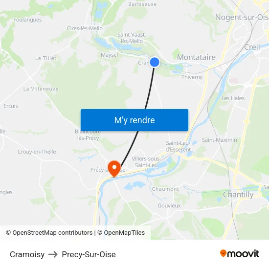 Cramoisy to Precy-Sur-Oise map