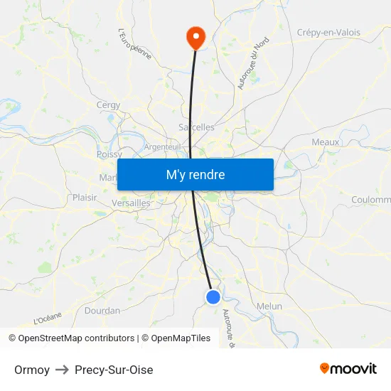 Ormoy to Precy-Sur-Oise map