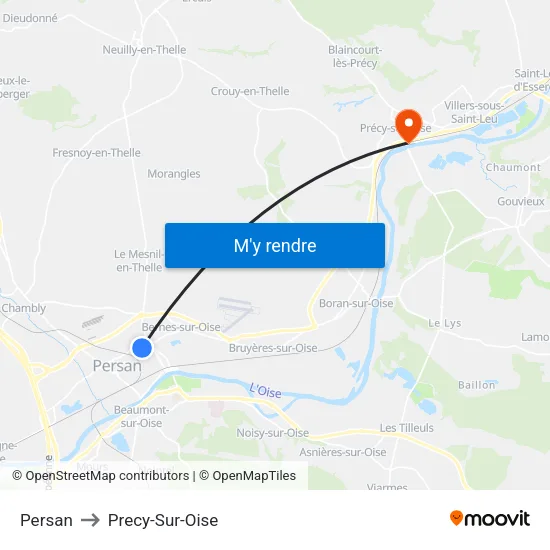 Persan to Precy-Sur-Oise map