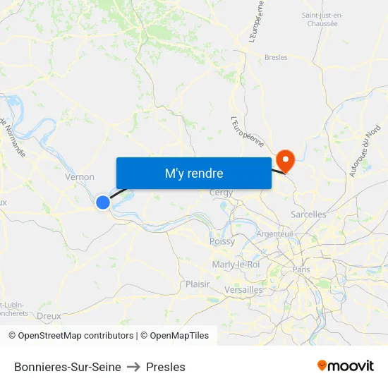 Bonnieres-Sur-Seine to Presles map
