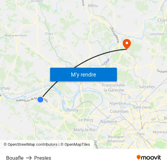 Bouafle to Presles map
