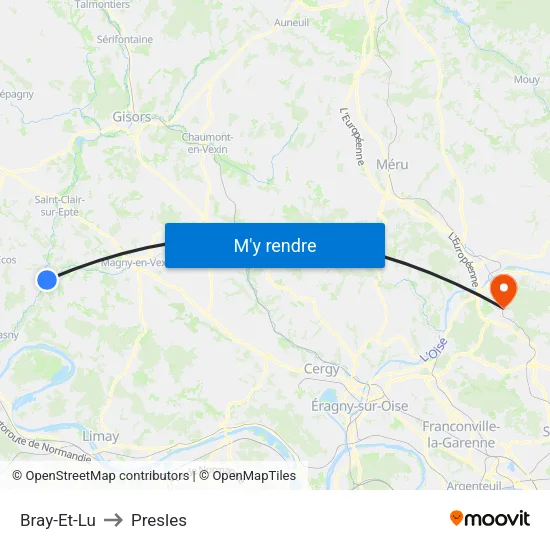 Bray-Et-Lu to Presles map