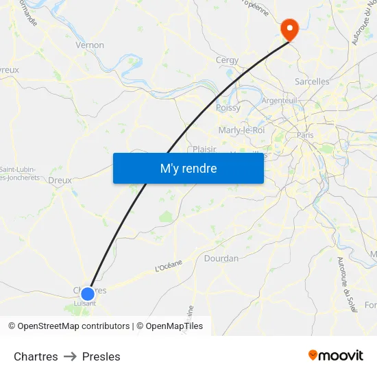 Chartres to Presles map
