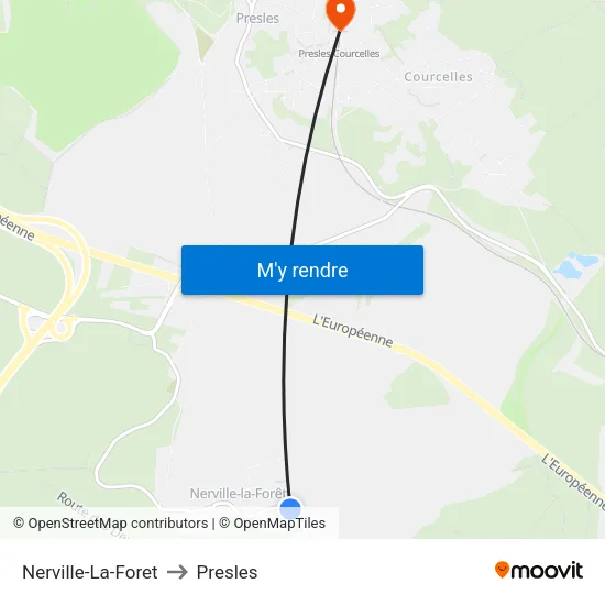 Nerville-La-Foret to Presles map