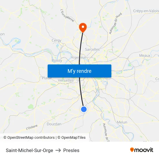 Saint-Michel-Sur-Orge to Presles map