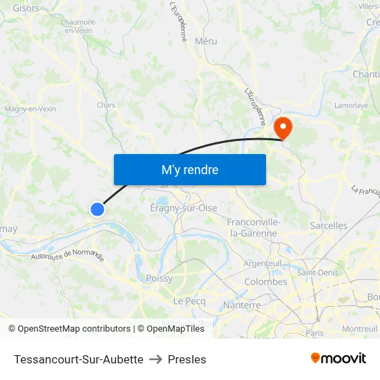Tessancourt-Sur-Aubette to Presles map