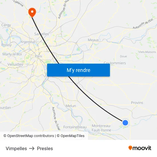 Vimpelles to Presles map