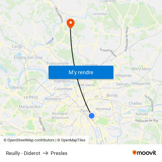 Reuilly - Diderot to Presles map