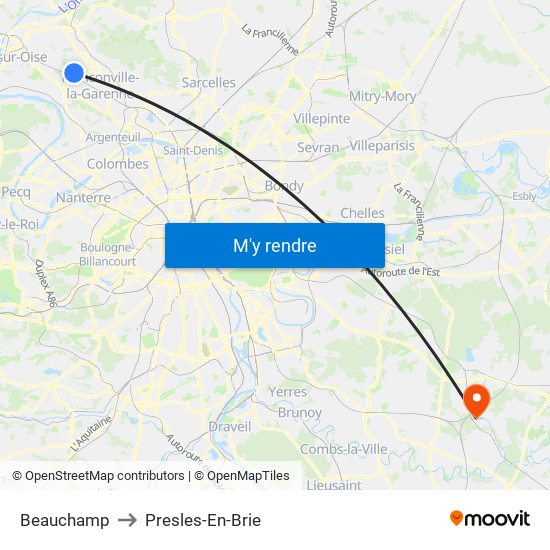 Beauchamp to Presles-En-Brie map