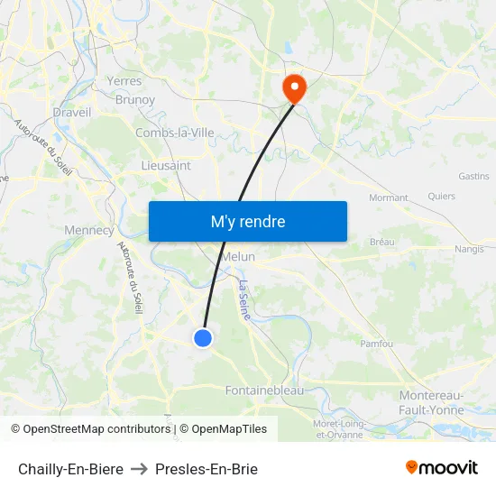 Chailly-En-Biere to Presles-En-Brie map