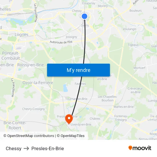 Chessy to Presles-En-Brie map