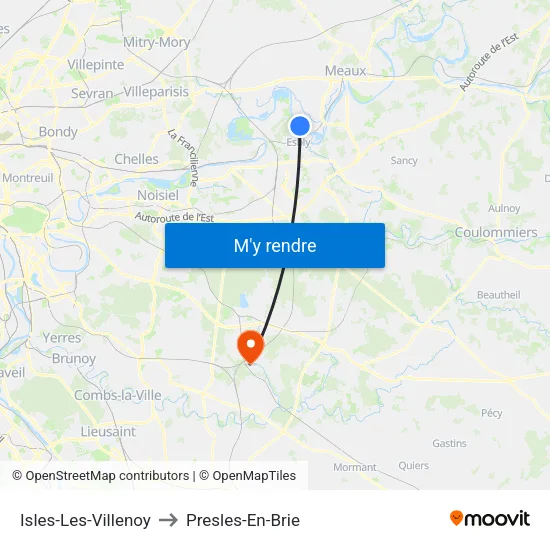 Isles-Les-Villenoy to Presles-En-Brie map