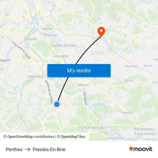 Perthes to Presles-En-Brie map
