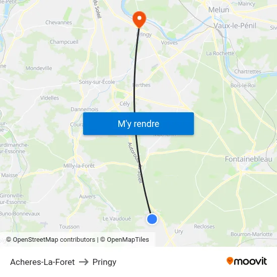 Acheres-La-Foret to Pringy map