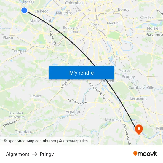Aigremont to Pringy map
