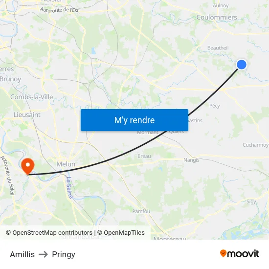Amillis to Pringy map