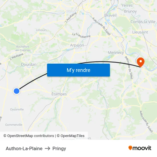 Authon-La-Plaine to Pringy map