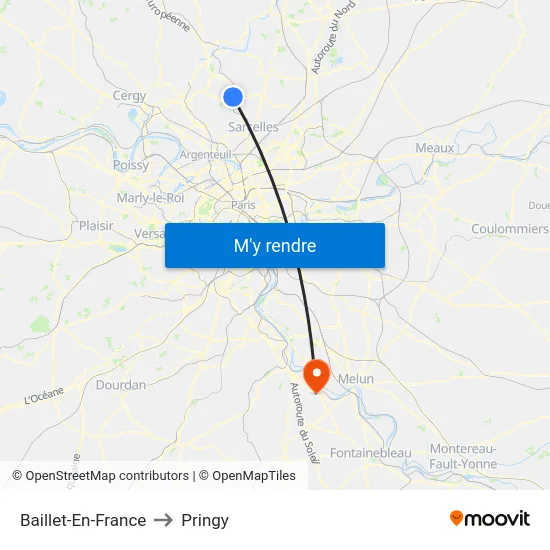 Baillet-En-France to Pringy map